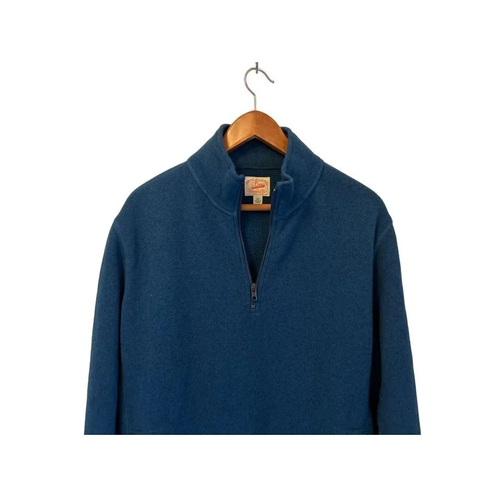 J.CREW Knit Wear 1/4 Zip Fleece Pullover Blue Sweater Long Sleeve Size XLarge